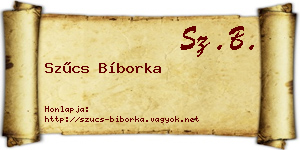 Szűcs Bíborka névjegykártya